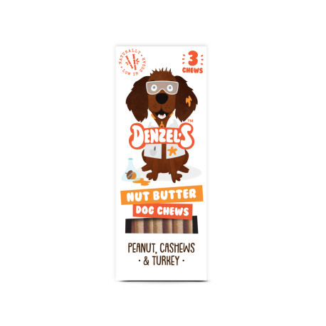 Denzel's - Nut Butter Peanut Cashews & Turkey - x3 Soft Dog Chews