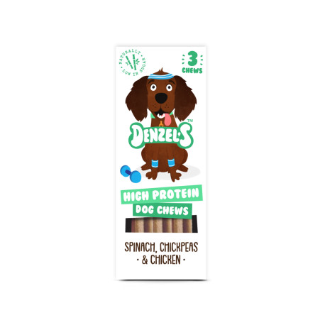 Denzel's - High Protein Spinach Chickpeas & Chicken - x3 Soft Dog Chews