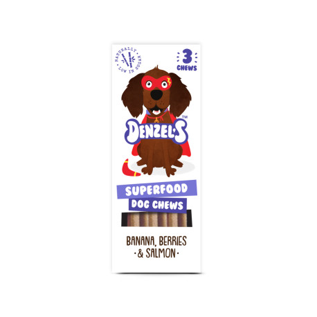 Denzel's - Superfood Banana Berries & Salmon - x3 Soft Dog Chews