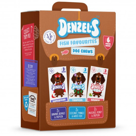 Denzel's - Fish Favourites - Soft Dog Chews x6 Multipack