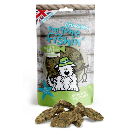 Dog Gone Fishin' - White & Red Fish With Chamomile - Crunchies Dog Treats