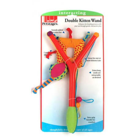 Petstages - Double Kitten Wand Kitten Toy