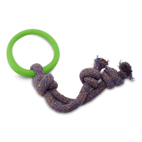 Beco Natural Rubber Hoop on Rope Dog Toy, Green, Small