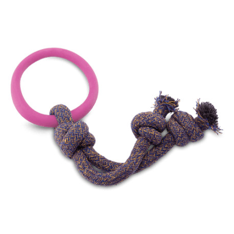 Beco Natural Rubber Hoop on Rope Dog Toy, Pink, Large