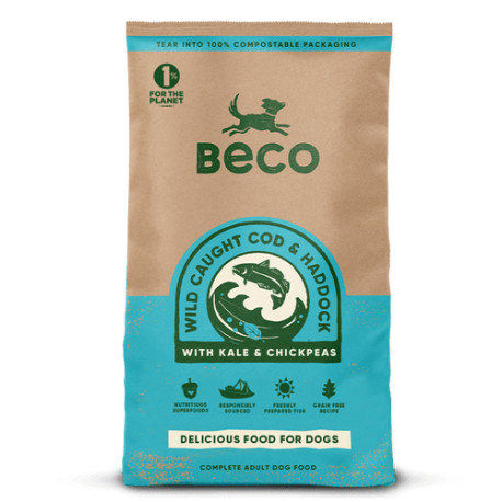 Beco Wild Caught Cod & Haddock with Kale & Chickpeas Dry Adult Dog Food, Complete Recipe, 900g