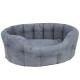 P&amp;L Premium Oval Drop Fronted Faux Suede Softee Grey Dog Bed