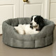 P&amp;L Premium Oval Drop Fronted Faux Suede Softee Grey Dog Bed