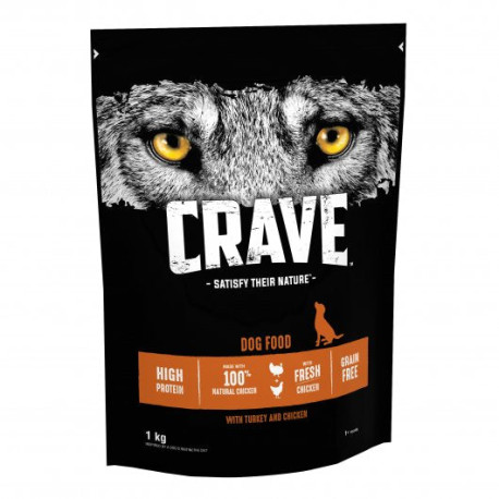 Crave Natural Complete Dry Dog Food Turkey and Chicken 1kg