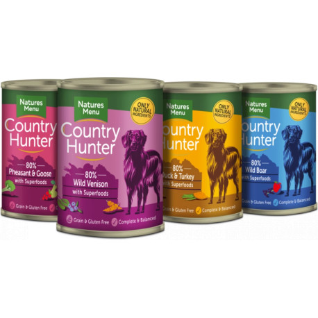 Natures Menu Country Hunter Game Meat Selection Multipack Wet Dog Food Cans - 12 x 400g