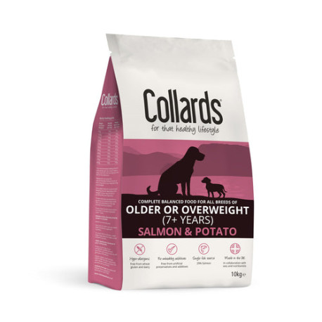 Collards Hypoallergenic Dry Dog Food for Older Or Overweight Dogs with Salmon And Potato 10kg