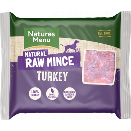 Natures Menu - Just Turkey Raw Mince Dog Food (Frozen) 400g