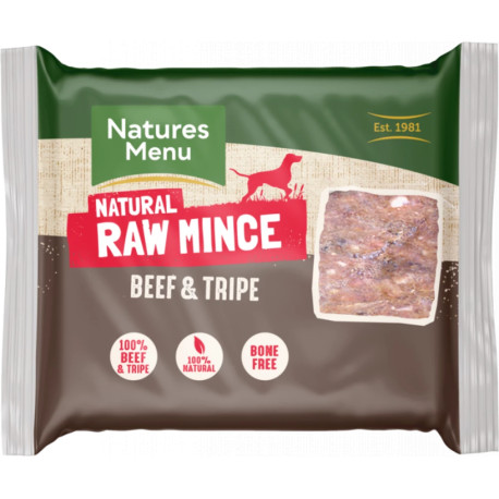 Natures Menu - Just Beef and Tripe Raw Mince Dog Food (Frozen) 400g