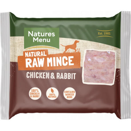 Natures Menu - Just Chicken and Rabbit Raw Mince Dog Food (Frozen) 400g