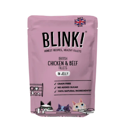 Blink Roasted Chicken & Shredded Beef Cat Food Pouch 85g