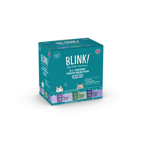 Blink! Wet Adult Cat Food Chicken Selection in Gravy Multipack 8x85g Pouches