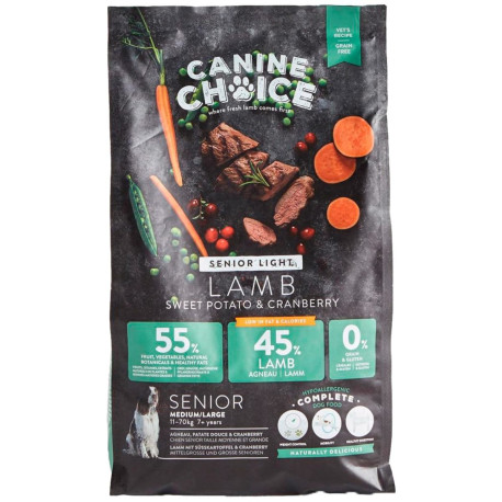 Canine Choice Super Premium Grain Free Light Medium & Large Senior Dry Dog Food - Lamb 12kg