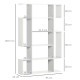 5-Tier Bookshelf, Modern Bookcase with 13 Open Shelves, Freestanding Decorative Storage Shelving for Home Office and Study, Whit