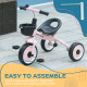 AIYAPLAY Kids Trike, Tricycle, with Adjustable Seat, Basket, Bell, for Ages 2-5 Years - Pink