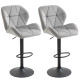 Adjustable Bar Stools Set of 2, Armless Upholstered Swivel Counter Chairs, Barstools with Back, Footrest, Light Grey