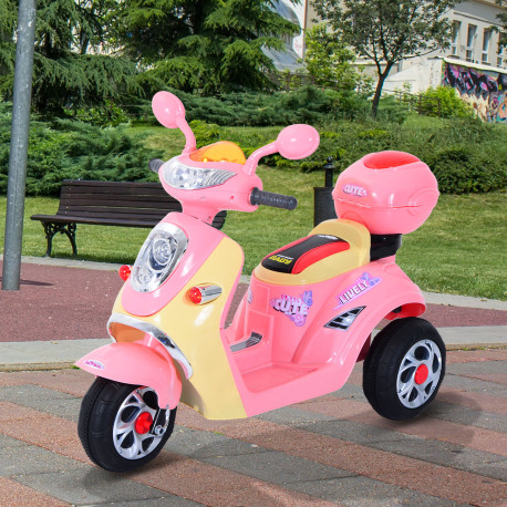 Kids Electric Ride On Toy Car 6V Electric Motorbike with Chargeable Battery Headlight and Music for 3-5 Years - Pink