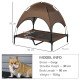 PawHut Raised Dog Bed Waterproof Elevated Pet Cot with Breathable Mesh UV Protection Canopy Coffee, for Large Dogs, 92 x 76 x 90