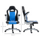 Computer Gaming Chair, Office Desk Swivel Chair, PU Leather Racing Chair with 90° Flip-up Armrest, Adjustable Height and Rolling