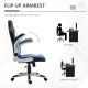 Computer Gaming Chair, Office Desk Swivel Chair, PU Leather Racing Chair with 90° Flip-up Armrest, Adjustable Height and Rolling