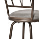 Set of 2 Bar Chairs Swivel Armless Upholstered Metal Frame Barstools with Backrest &amp; Footrest, Bronze