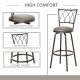 Set of 2 Bar Chairs Swivel Armless Upholstered Metal Frame Barstools with Backrest &amp; Footrest, Bronze