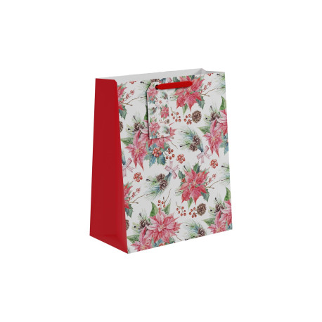 Christmas Poinsettia & Berries Gift Bag (Large)