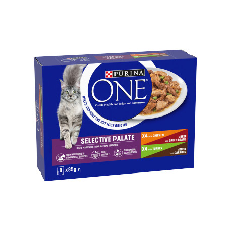 Purina ONE Adult Wet Cat Food Selective Palate - 8x85g