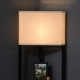 Corner Floor Lamp with Shelves, Modern Tall Standing Lamps for Living Room, Bedroom, with Chain Switch Bulb not Included, Black