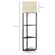 Corner Floor Lamp with Shelves, Modern Tall Standing Lamps for Living Room, Bedroom, with Chain Switch Bulb not Included, Black