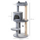 PawHut 104 cm Cat Tree, Cat Condo Tree Tower, Cat Activity Centre with Scratching Posts, Plush Perch, Hanging Ball - Grey