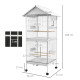 PawHut Budgie Cage with Rolling Stand, Perches, Wheels, Large Parrot Cage for Finch, Canary, Budgie, Cockatiel, White