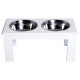 PawHut Raised Dog Feeding Bowls with Stand, Stainless Steel for Small and Medium Dog, 58L x 31W x 25H cm - Grey