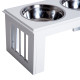 PawHut Raised Dog Feeding Bowls with Stand, Stainless Steel for Small and Medium Dog, 58L x 31W x 25H cm - Grey