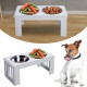 PawHut Raised Dog Feeding Bowls with Stand, Stainless Steel for Small and Medium Dog, 58L x 31W x 25H cm - Grey