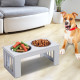 PawHut Raised Dog Feeding Bowls with Stand, Stainless Steel for Small and Medium Dog, 58L x 31W x 25H cm - Grey