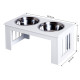 PawHut Raised Dog Feeding Bowls with Stand, Stainless Steel for Small and Medium Dog, 58L x 31W x 25H cm - Grey