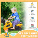 3 in 1 Ride-On Excavator, Bulldozer, Road Roller, with Music, Anti-Roll Device, for Ages 18-48 Months - Yellow