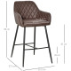 Set of 2 Bar stools Retro PU Leather Bar Chairs w/ Footrest Metal Frame Comfort Support Stylish Dining Seating Home Brown