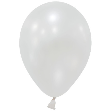 White Metallic Round Shape Latex Balloon - 5 inch (Pk 100)