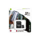 Kingston 64GB Canvas Select Plus Micro SD Card with SD Adapter, UHS-I Class 10 with A1 App Performance