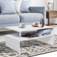 Coffee Table with Storage, 2-Tier Centre Table, Modern Living Room Table with Open Shelf and Aluminium Poles, White