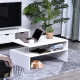 Coffee Table with Storage, 2-Tier Centre Table, Modern Living Room Table with Open Shelf and Aluminium Poles, White