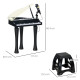 AIYAPLAY 32-Key Kids Piano Keyboard, with Stool, Lights, Microphone, Sounds, Removable Legs - Black