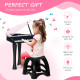 AIYAPLAY 32-Key Kids Piano Keyboard, with Stool, Lights, Microphone, Sounds, Removable Legs - Black