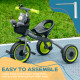 AIYAPLAY Kids Trike, Tricycle, with Adjustable Seat, Basket, Bell, for Ages 2-5 Years - Black