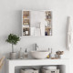 Bathroom Mirror Cabinet, Wall Mounted Storage Cabinet with Open Cupboard and Adjustable Shelf, White